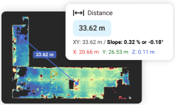 Outil de mesure de distance sur une vue en plan
